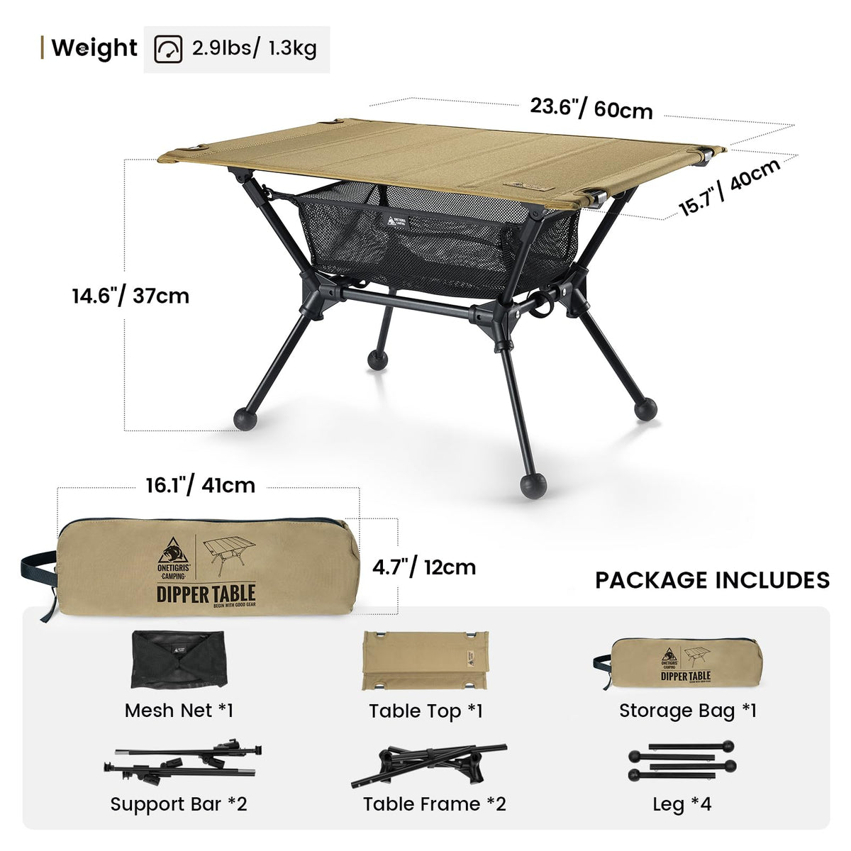 Lightweight Portable Folding Camping Table with Mesh Storage Net K153