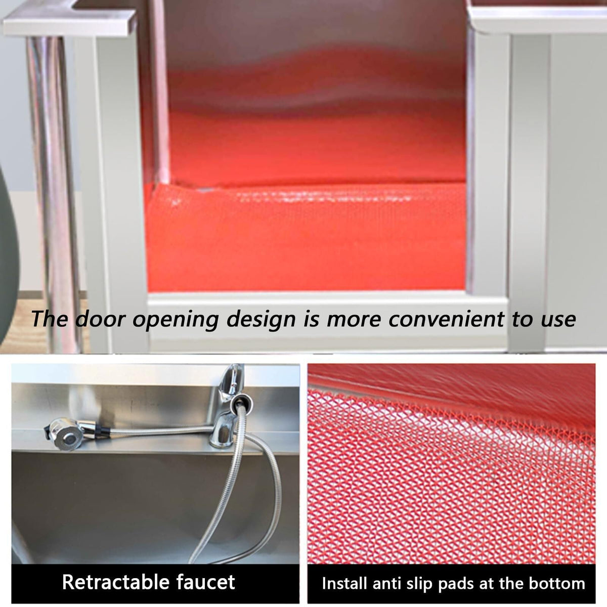 Stainless Steel Dog Grooming Tub with Sliding Door Y81853
