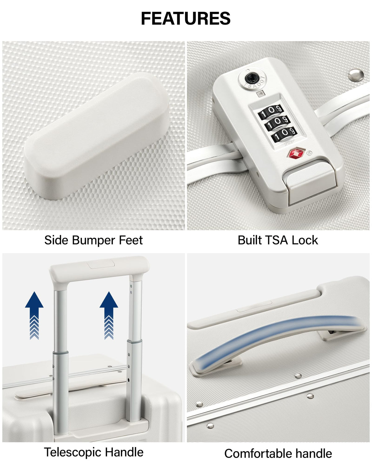 20 Inch Zipperless Aluminum Frame Hard Shell PC Carry-On Luggage with TSA Lock N68252