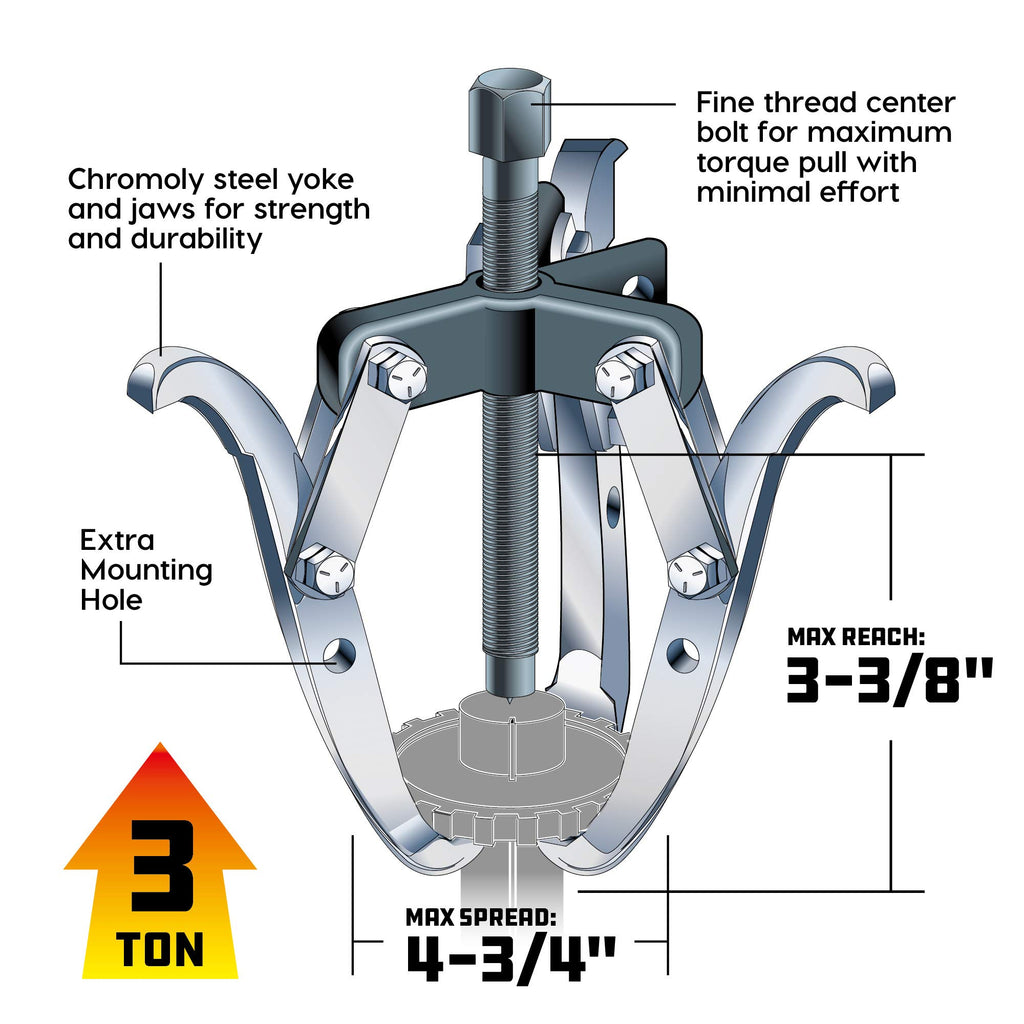 2/3 Jaw Reversible Gear Puller Set, 4-Inch X54550