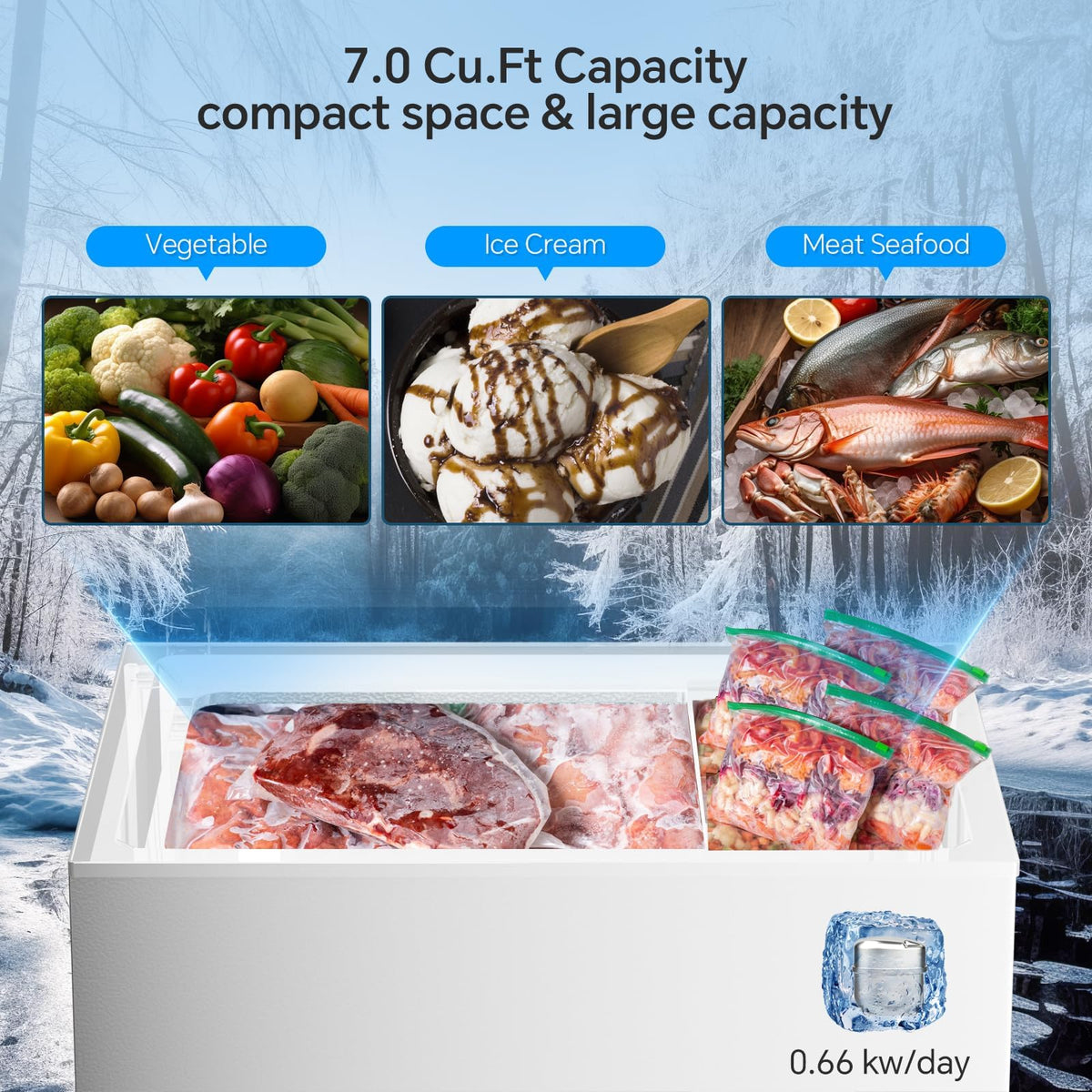 7.0 Cubic Feet White Chest Freezer J59848