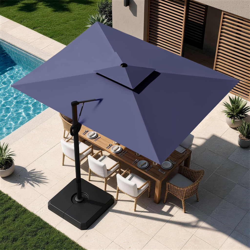 9'x12' Navy Cantilever Patio Umbrella with Base A988060