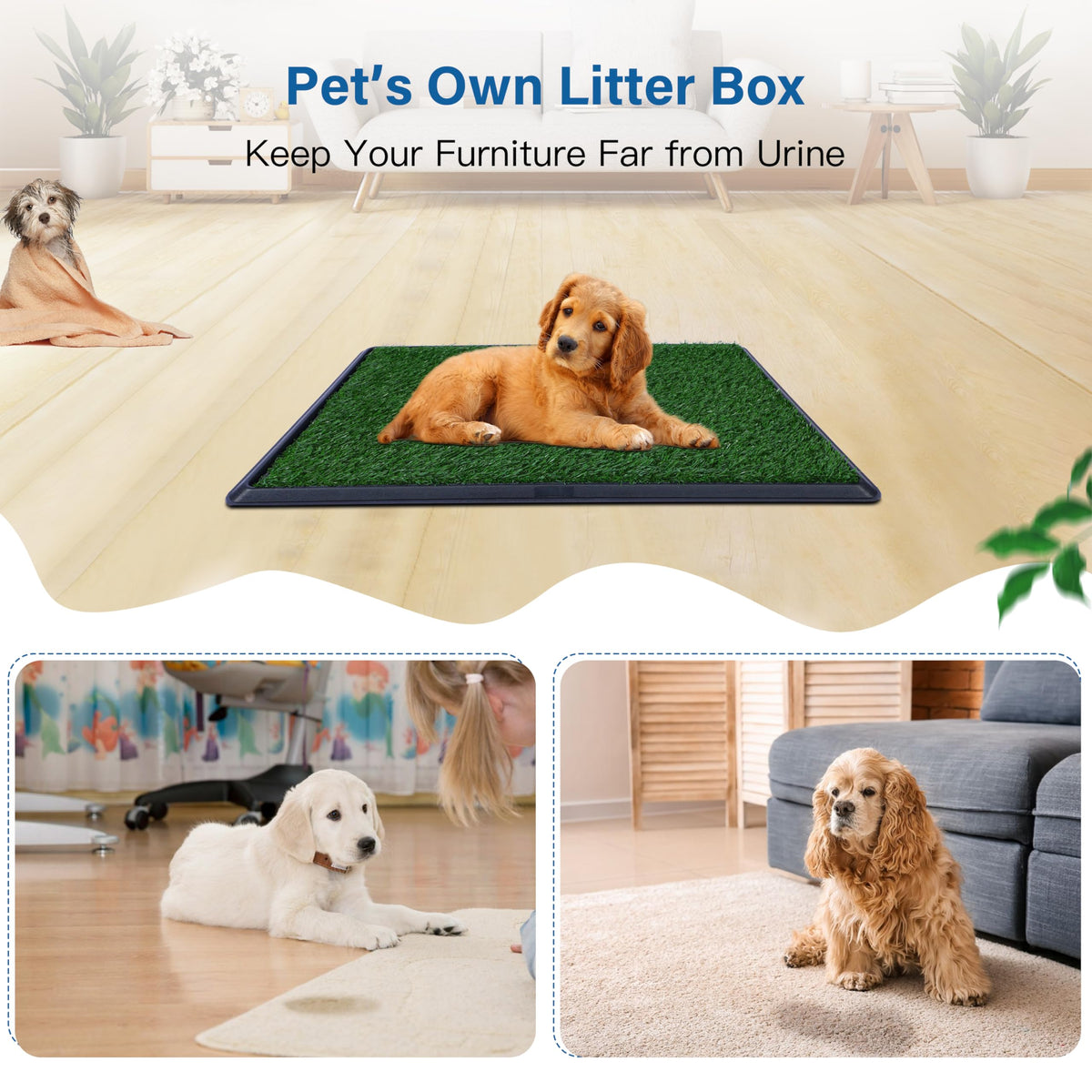 Artificial Grass Dog Potty Pad with Tray 20x30 inch N54910