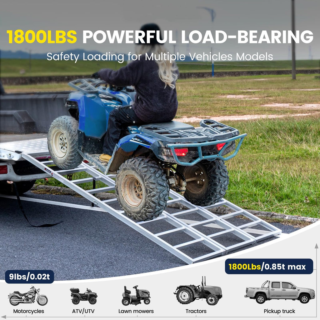 77" x 54" Tri-Fold Aluminum Loading Ramp, 1800 lbs Capacity Y20426