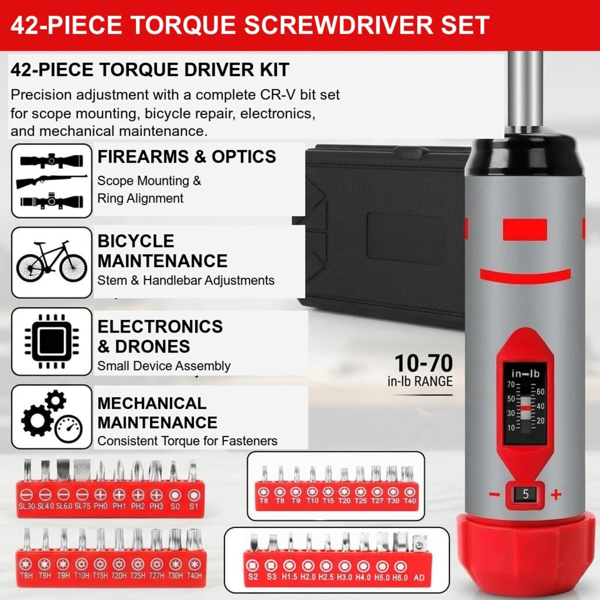 42-Piece Torque Screwdriver Set with 40 CR-V Bits X6179