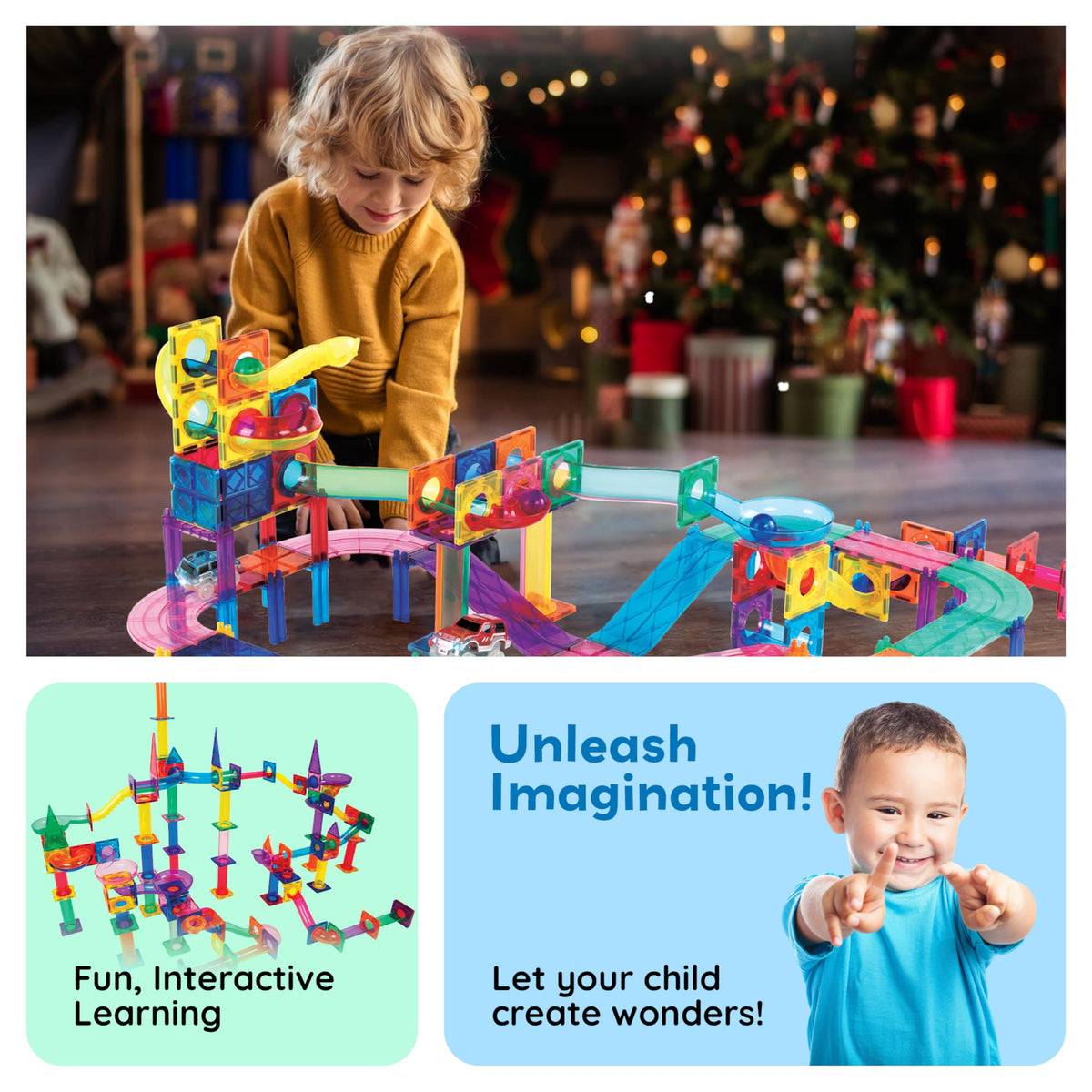 108 Piece Marble Run Race Track Set with LED Cars O961948