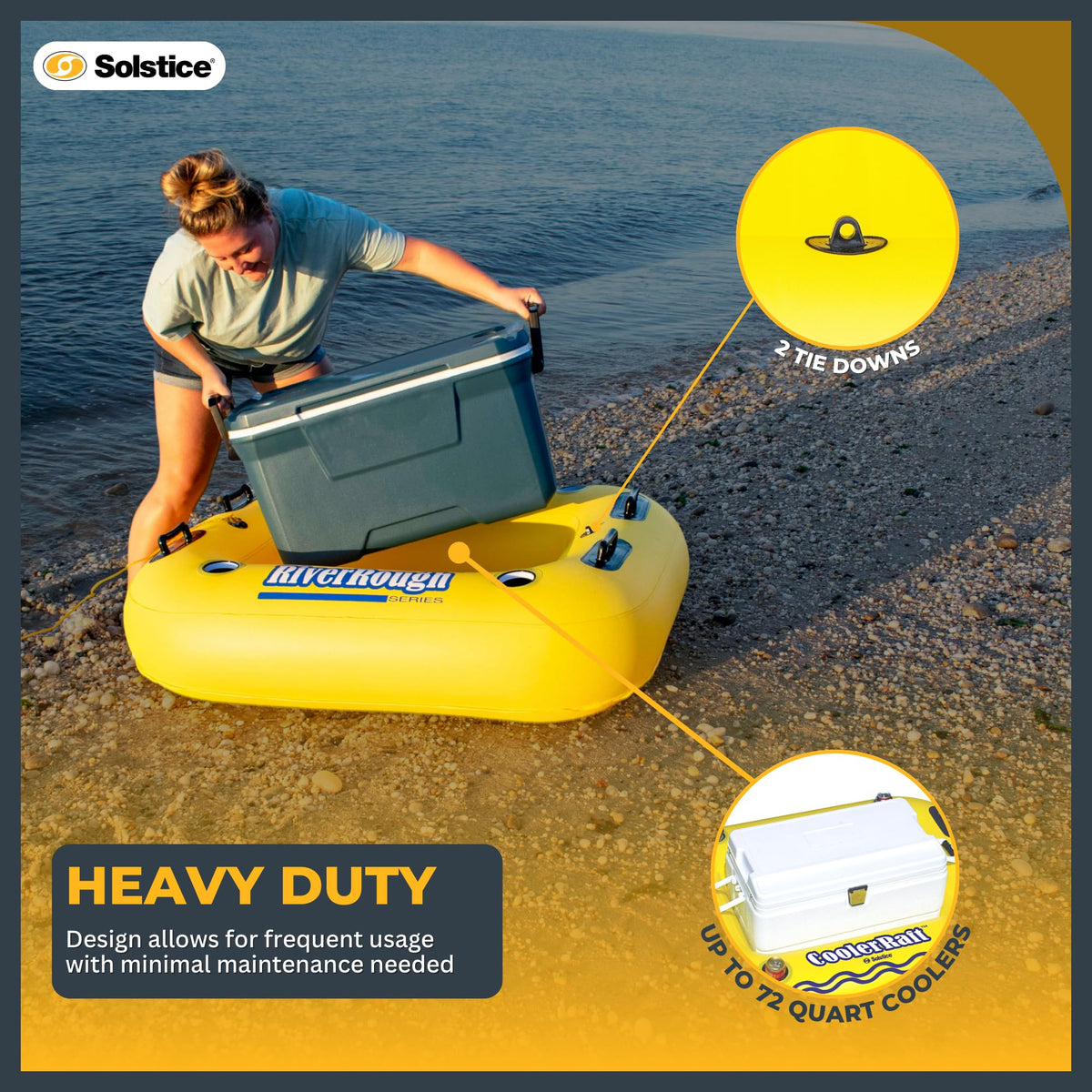 Yellow Inflatable Tube Float with Grab Handles and Cupholders P112