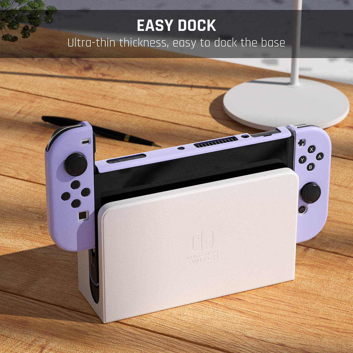 Purple Case for Nintendo Switch OLED Model with Screen Protector and 4 Thumb Grip Caps P509
