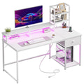 44" White Gaming Desk with Hutch & Shelves S135