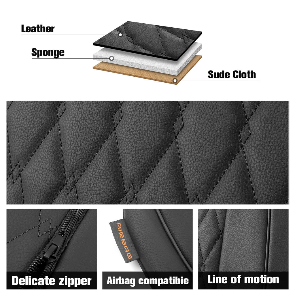 Faux Leather Car Seat Covers Full Set 5-Seat Black X5122