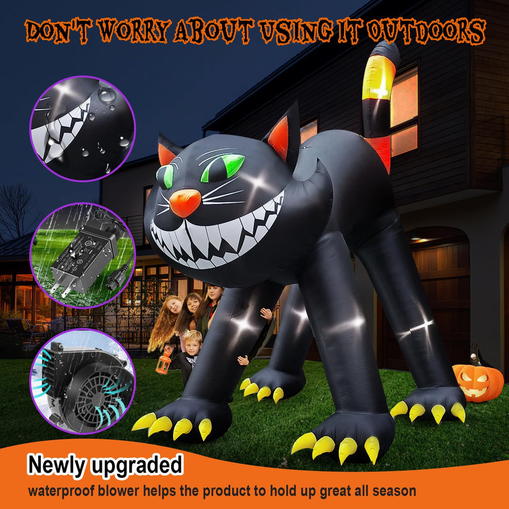 14FT Inflatable Black Cat Halloween Decoration with 7 LED H21859