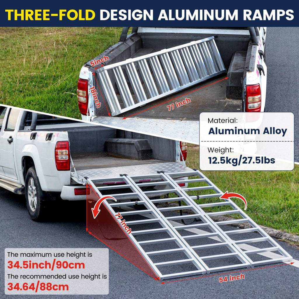 77" x 54" Tri-Fold Aluminum Loading Ramp, 1800 lbs Capacity Y20426