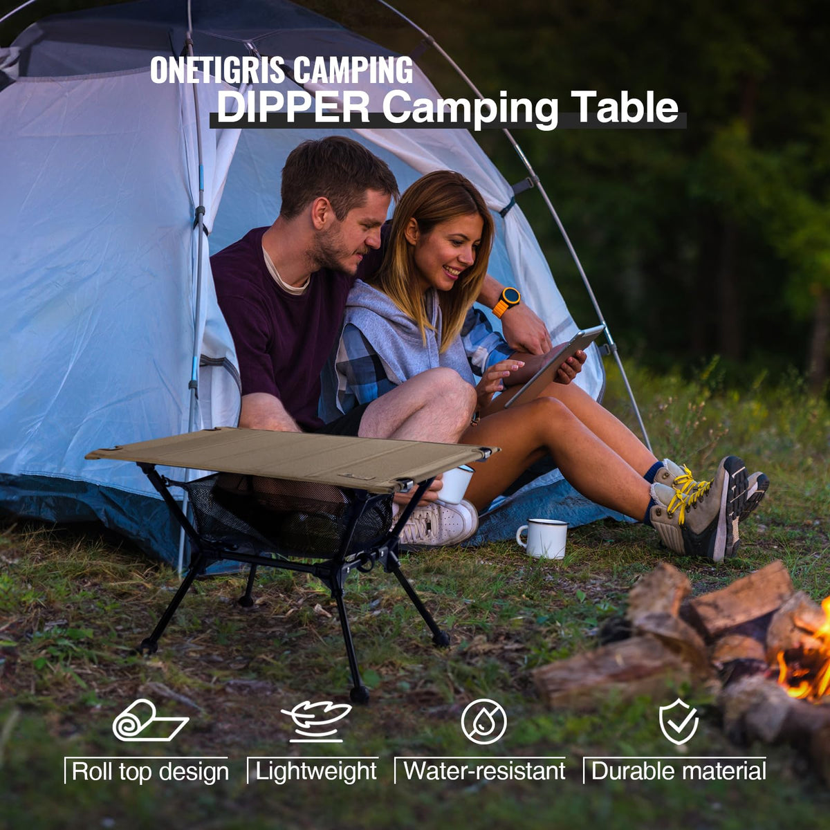 Lightweight Portable Folding Camping Table with Mesh Storage Net K153