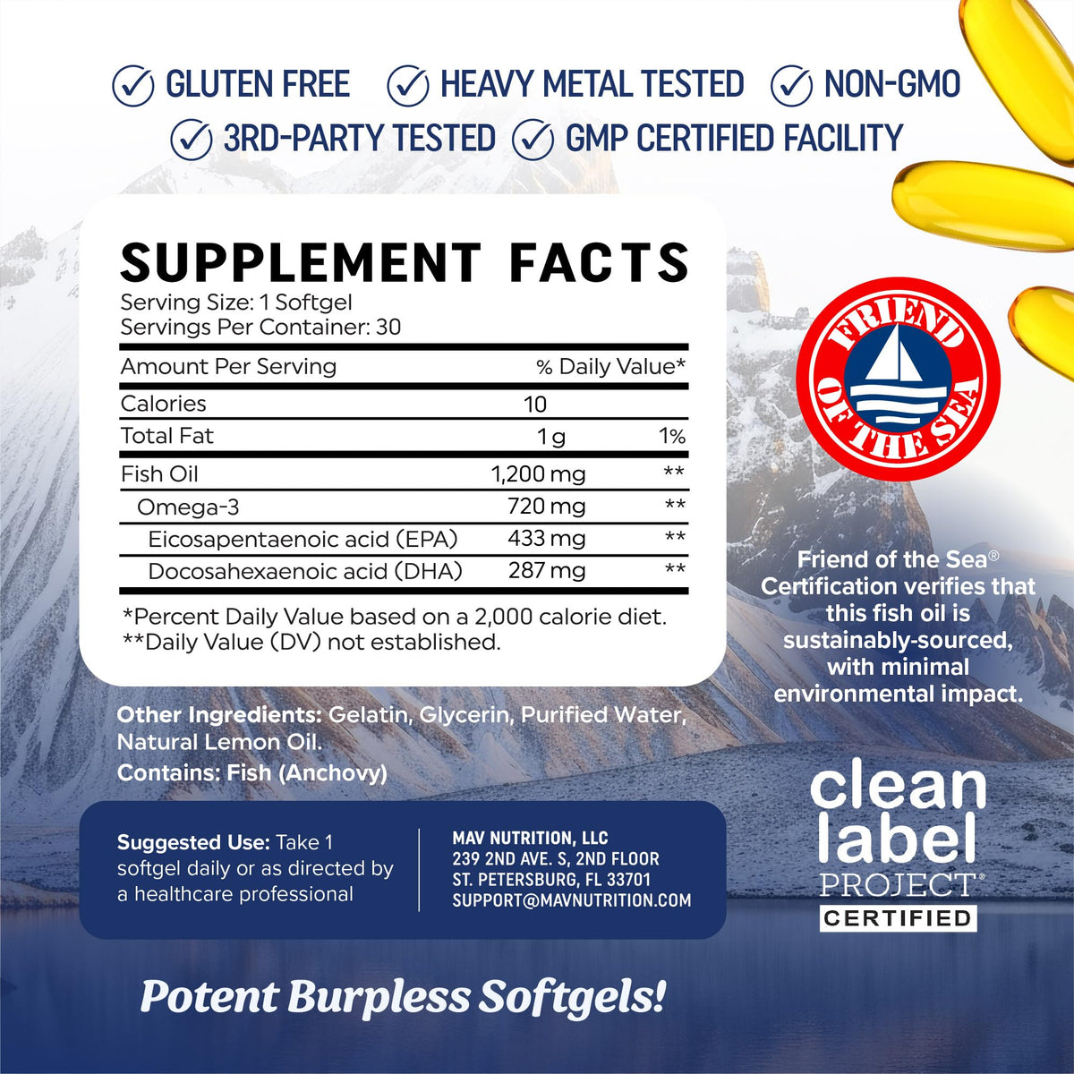 Omega 3 Fish Oil 1200 mg EPA & DHA C88383