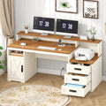 65" Computer Desk with Drawers and Printer Stand S198946