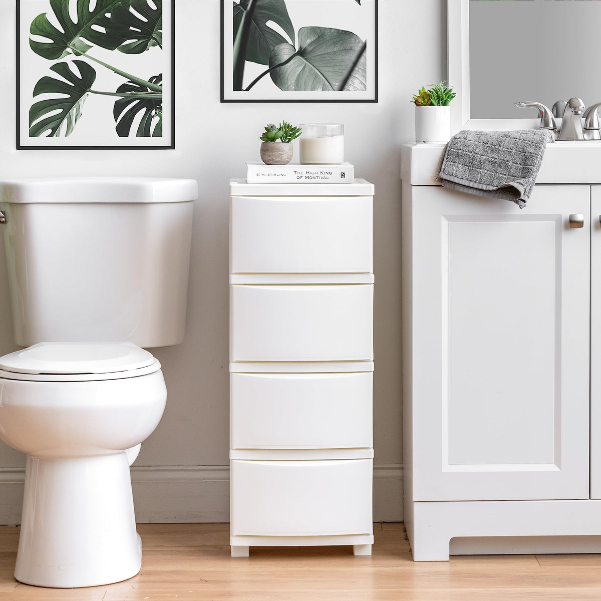 White 4 Drawer Slim Narrow Storage Organizer K436