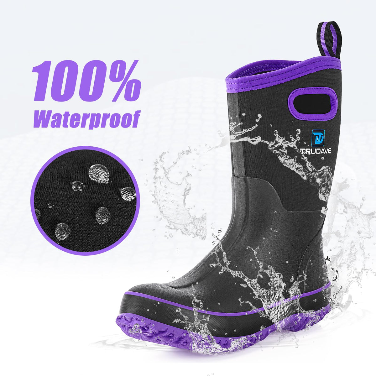 Mid Calf Waterproof Neoprene Insulated Rubber Boots Q9256