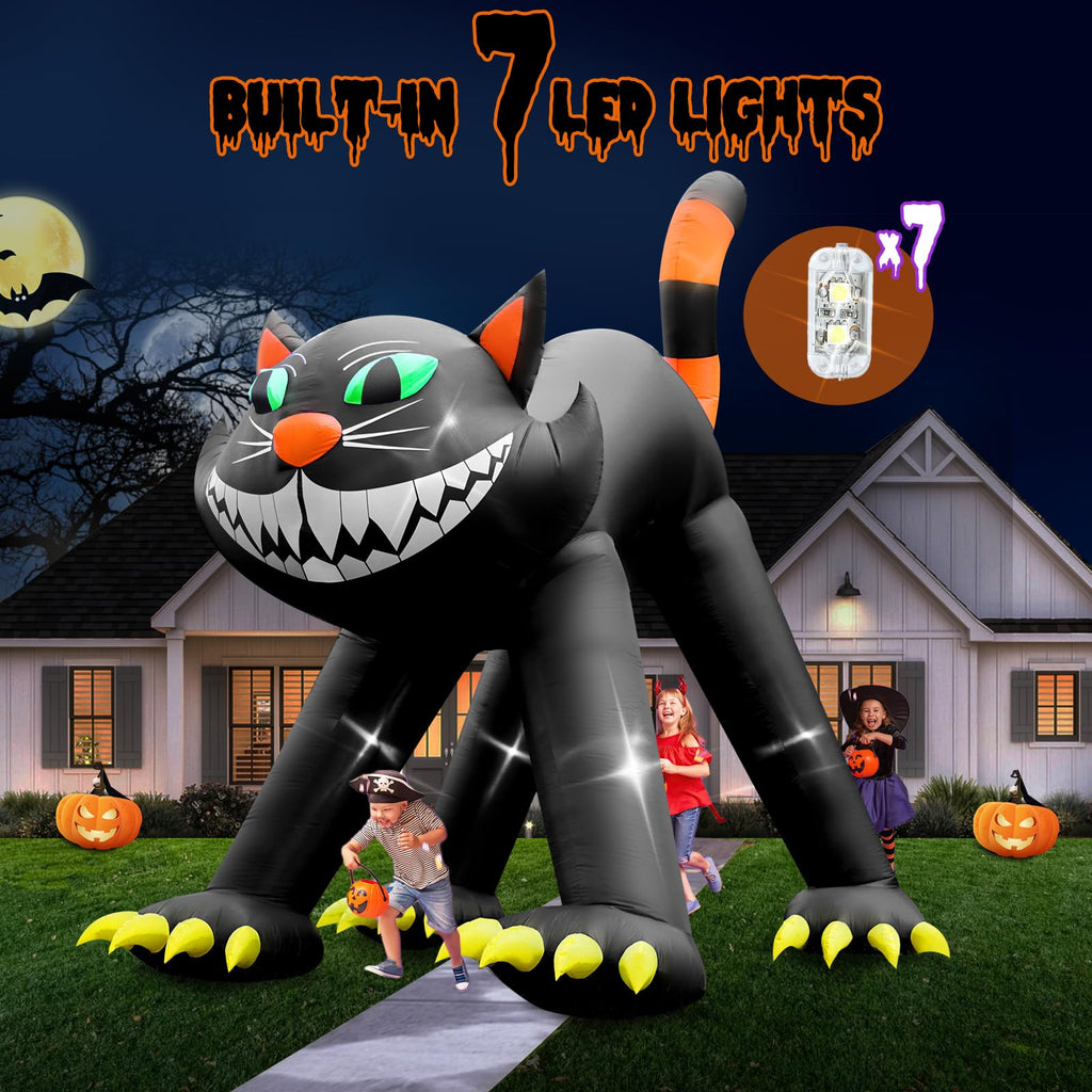 14FT Inflatable Black Cat Halloween Decoration with 7 LED H21859