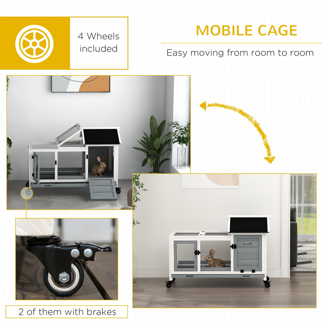 Wooden Rabbit Hutch with Wheels I2251