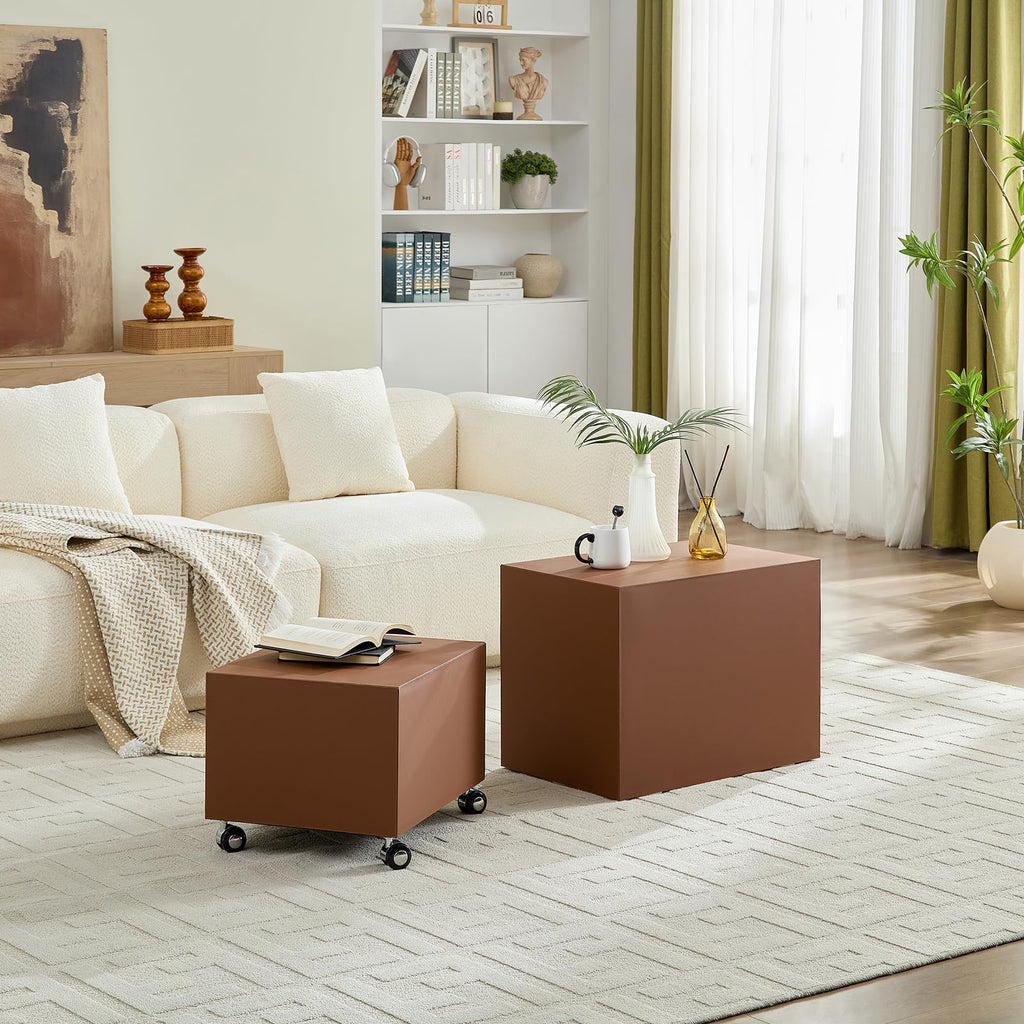 Brown MDF Leather Accent Table S1767
