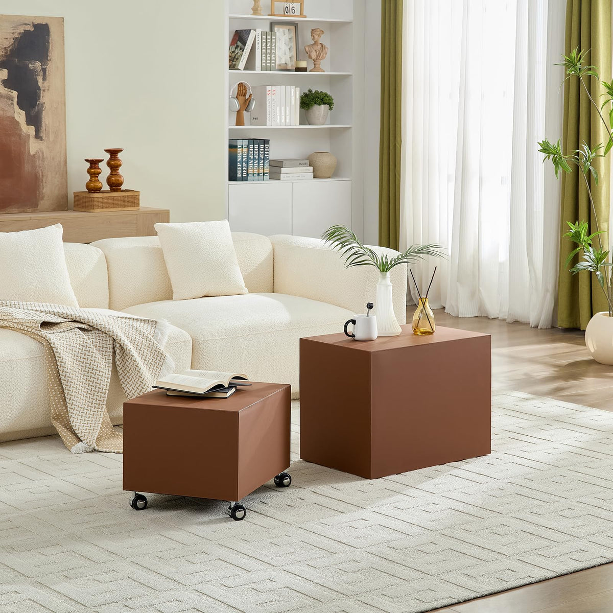 Brown MDF Leather Accent Table S1767