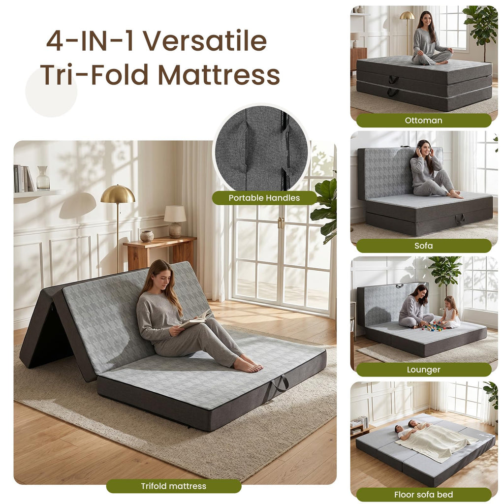 6" Trifold Full Size Memory Foam Mattress P662480
