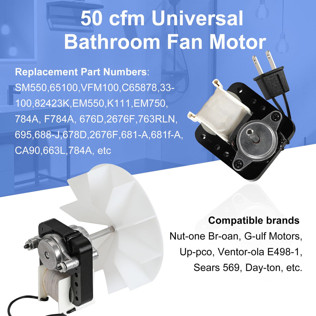 Bathroom Exhaust Fan Motor Replacement Kit 50CFM 120V K124954
