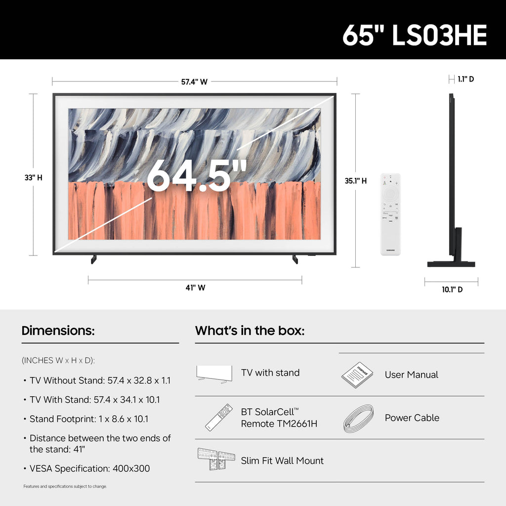 65-Inch Glare Free QLED Smart TV with Wall Mount W89321