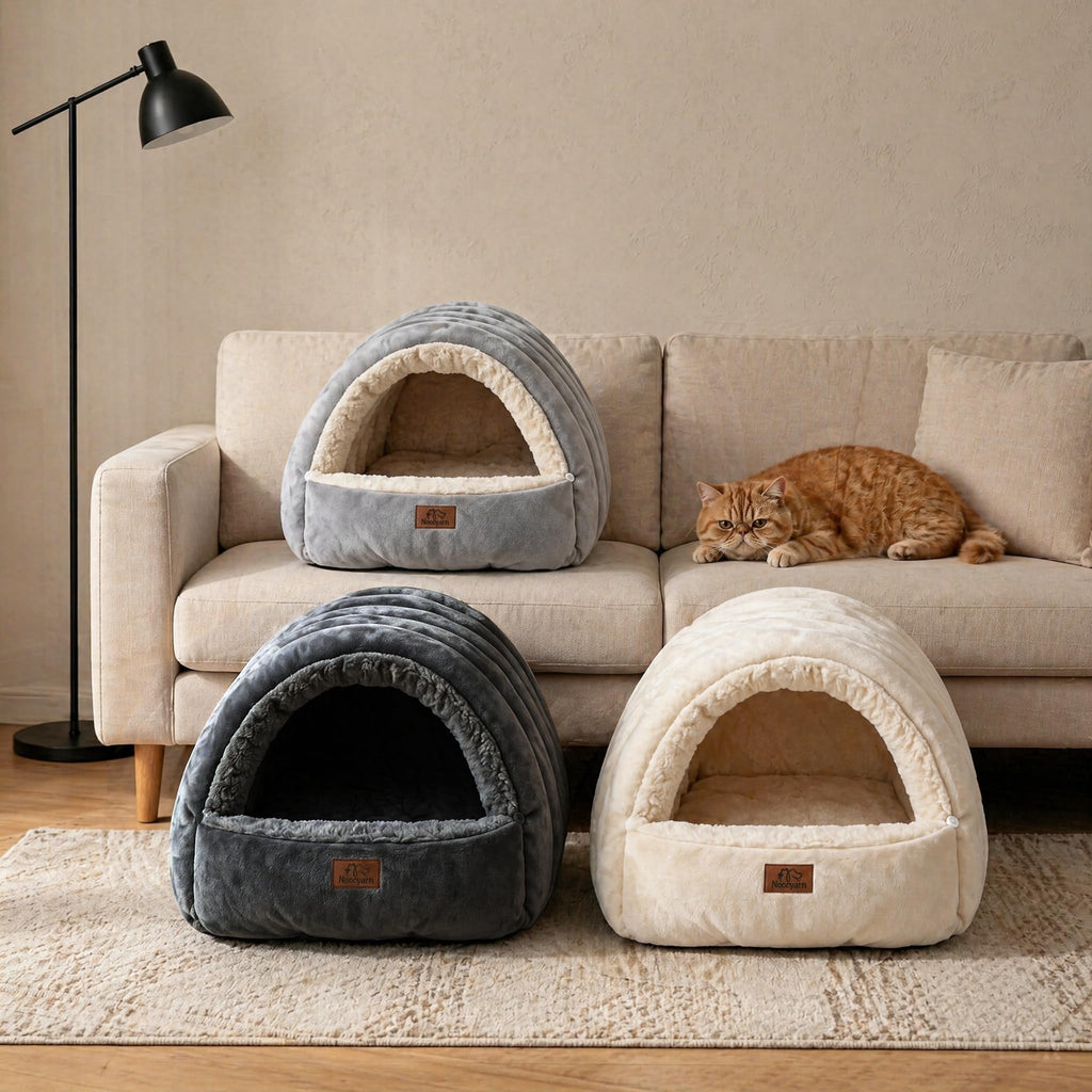 Covered Cat Bed Cave Grey P956