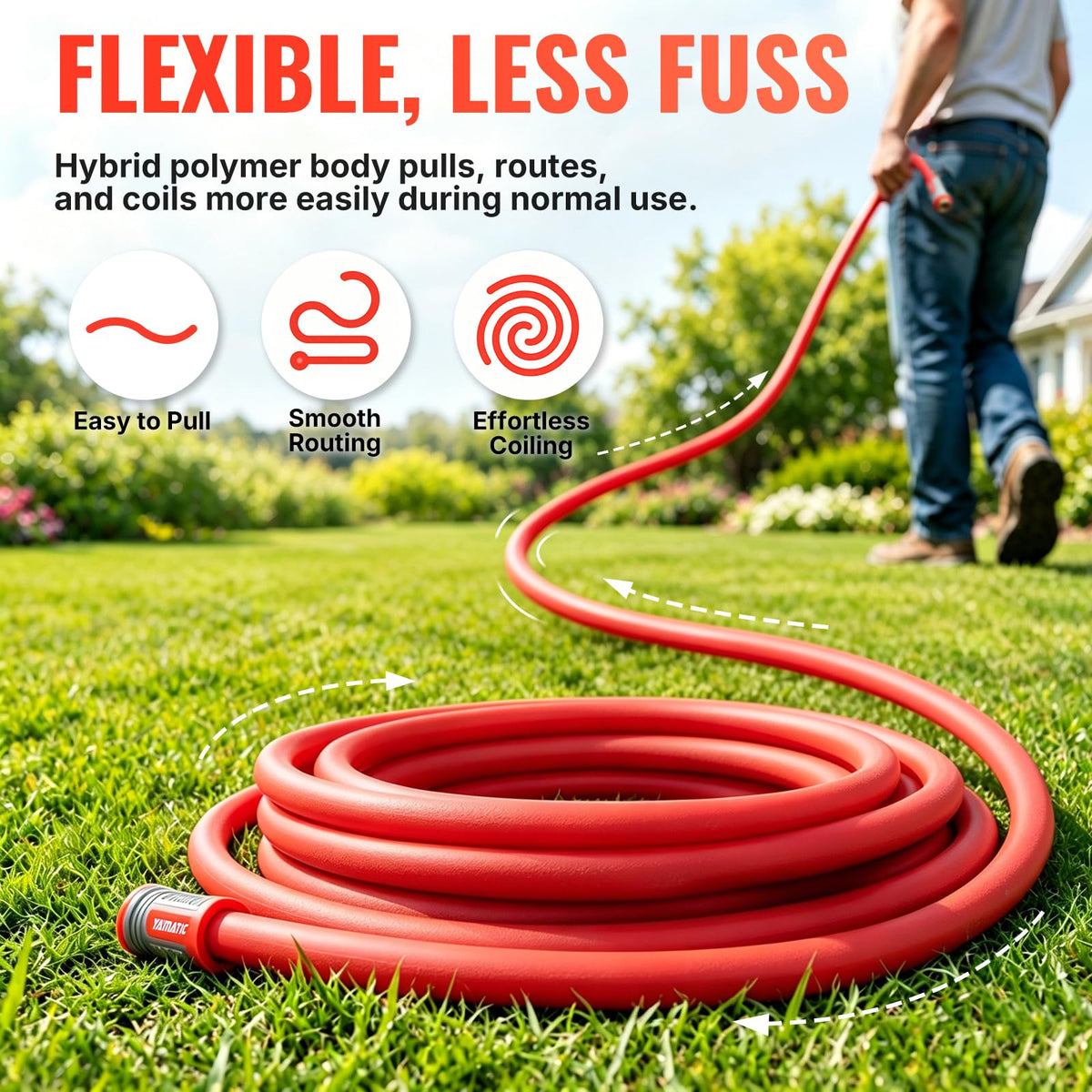100FT 5/8" Garden Hose Brass Swivel Handle 600 PSI R7949