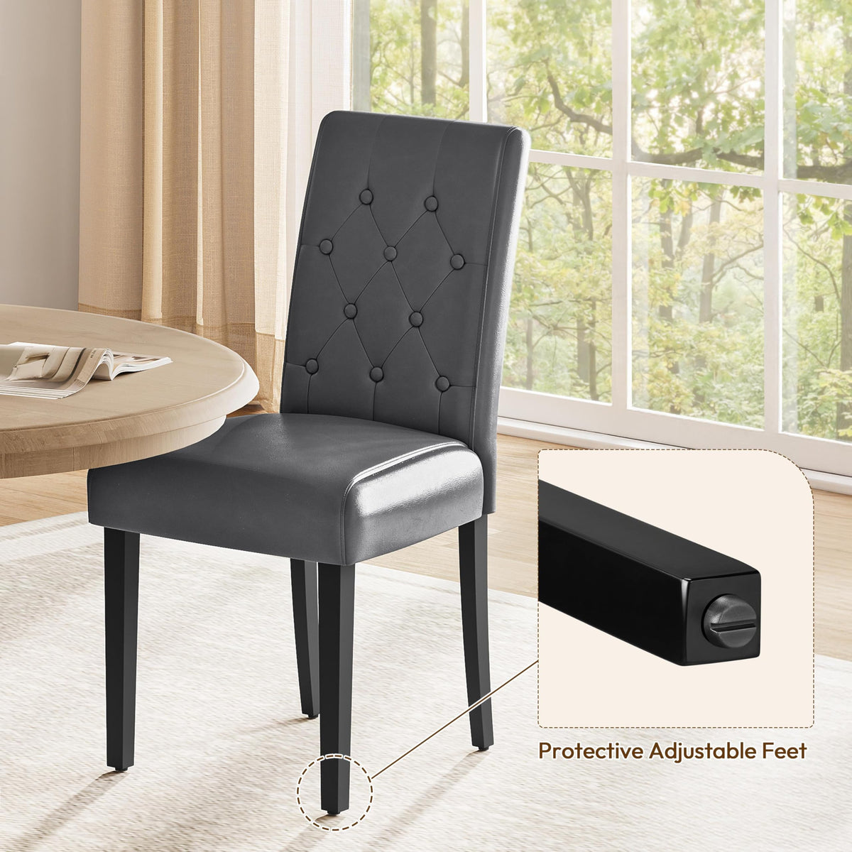 Dining Chairs Set of 2 Tufted Gray A9679
