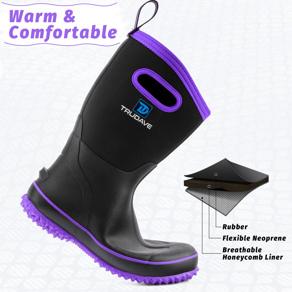 Mid Calf Waterproof Neoprene Insulated Rubber Boots Q9256