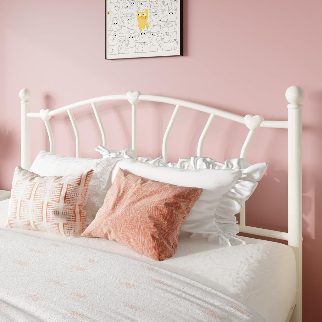 Full Size Cream White Metal Bed Frame G584313