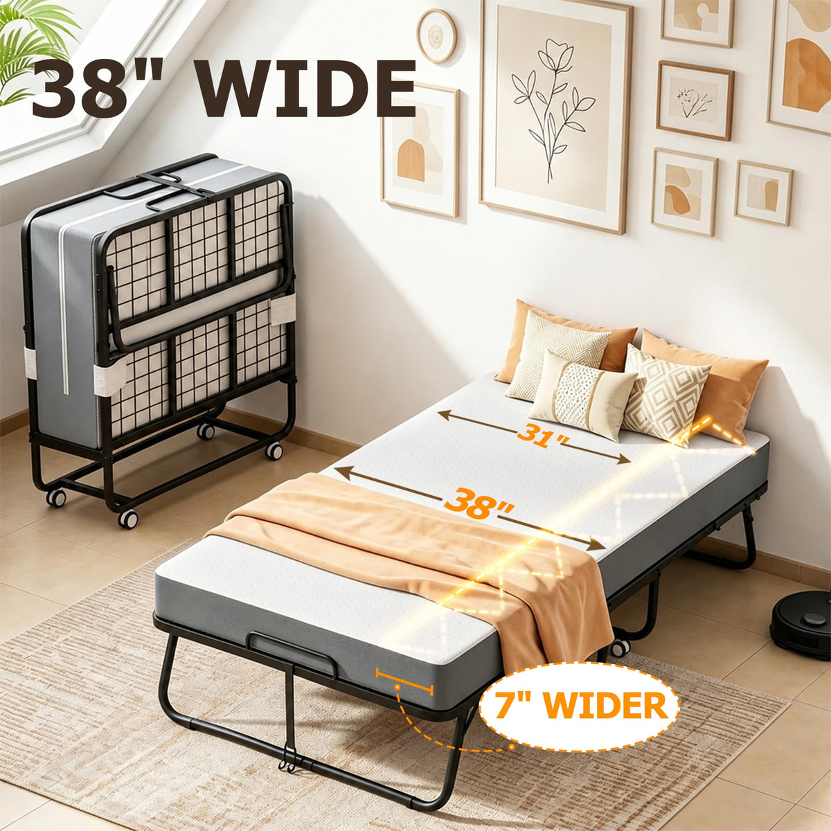 Folding Bed with Mattress Twin 75 x 38 in B430