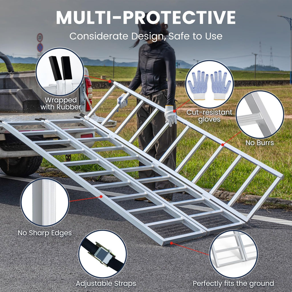 77" x 54" Tri-Fold Aluminum Loading Ramp, 1800 lbs Capacity Y20426