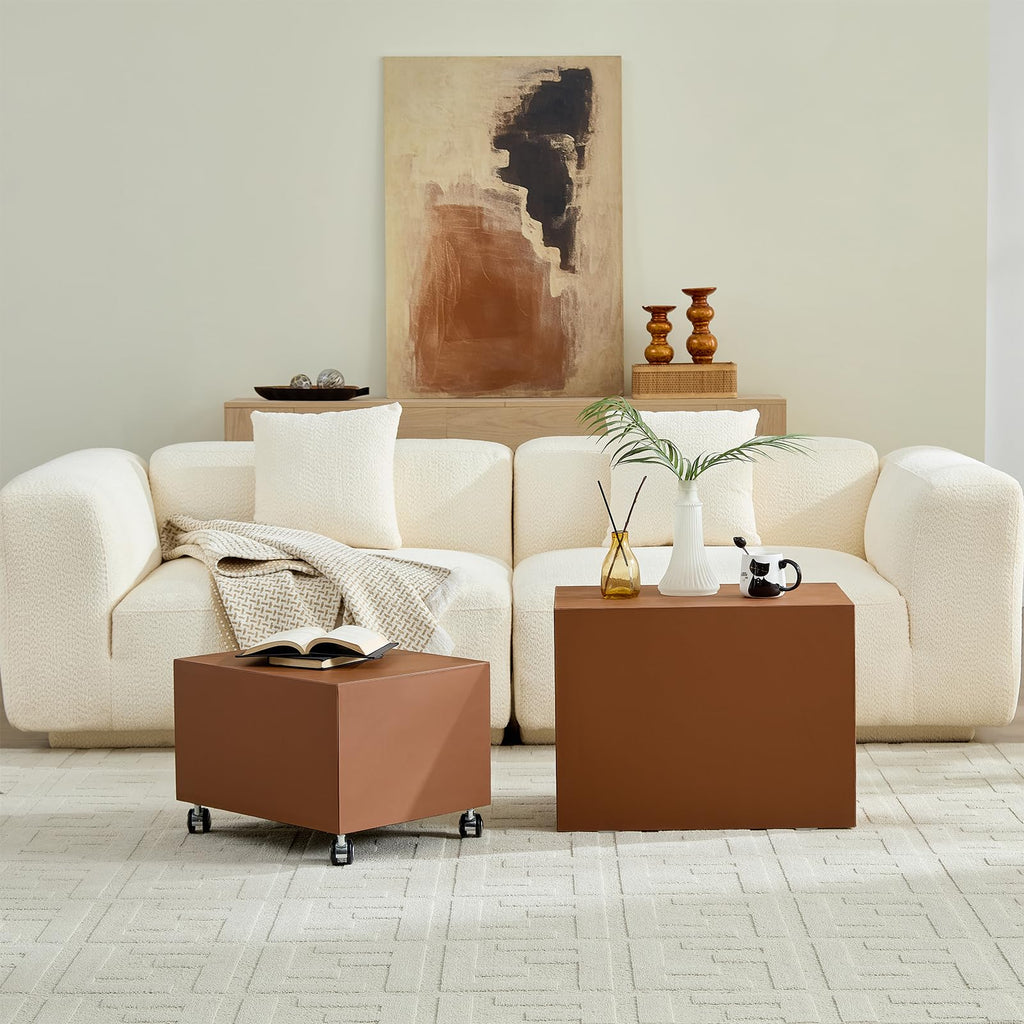 Brown MDF Leather Accent Table S1767