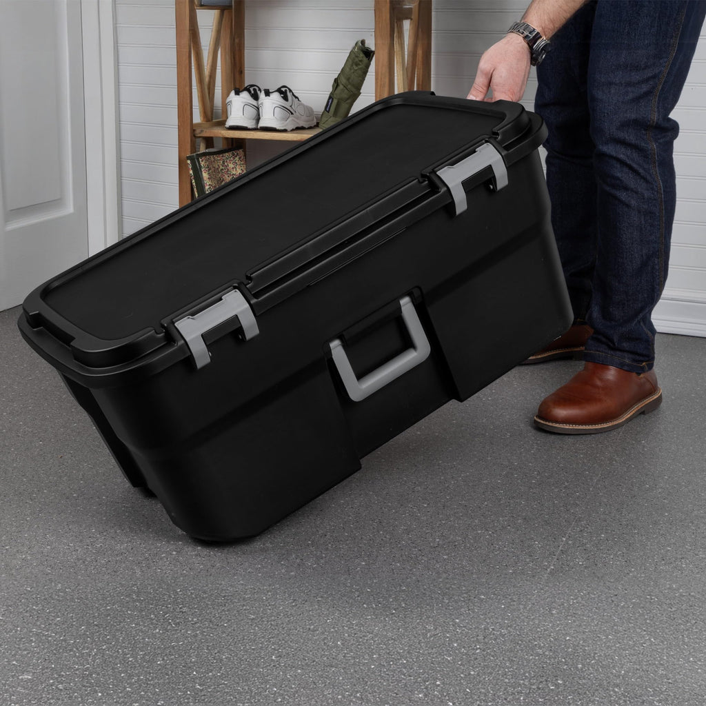 Black 22Gal Wheeled Lockable Storage Footlocker X876