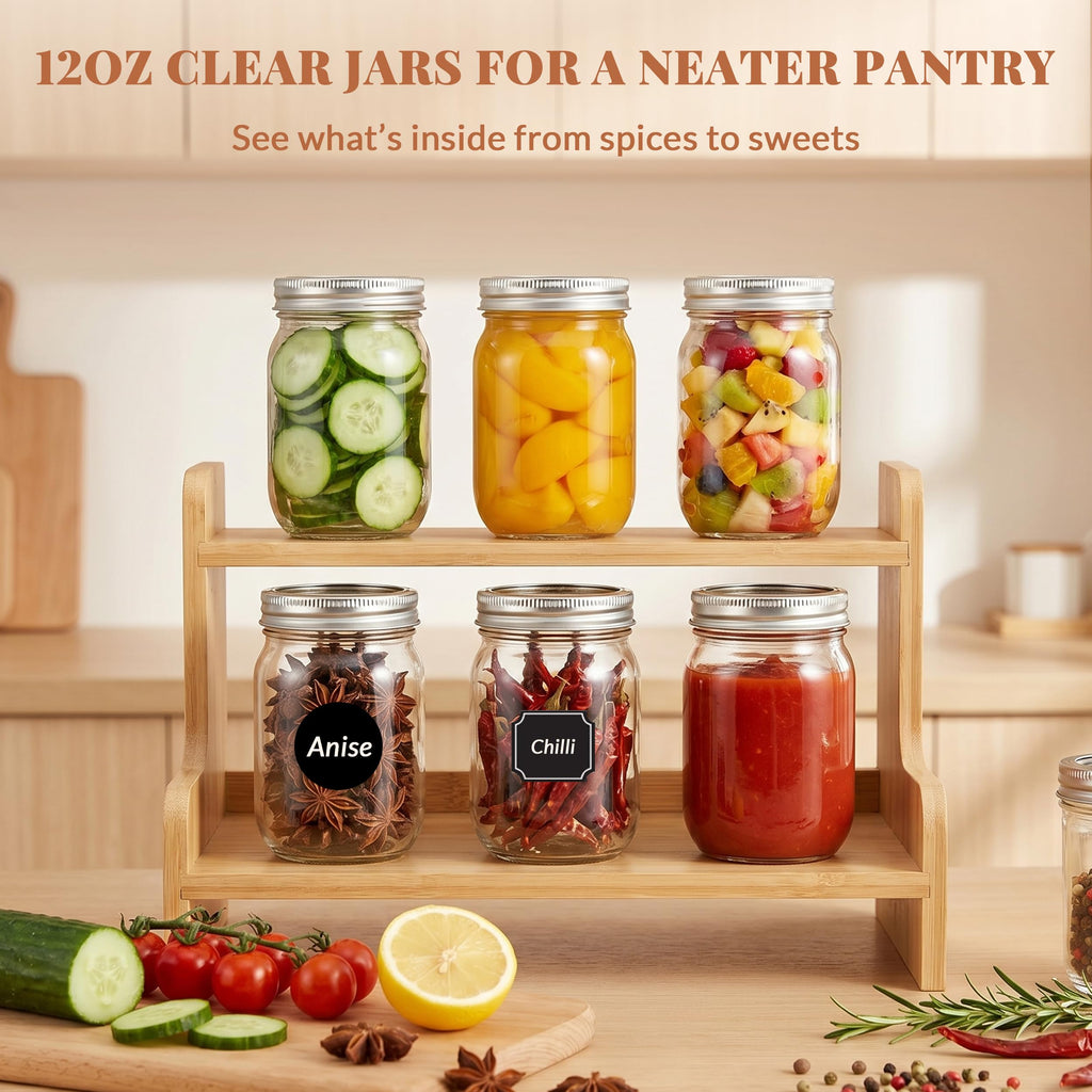 20 Pcs 12oz Glass Mason Jars With Lids K3794
