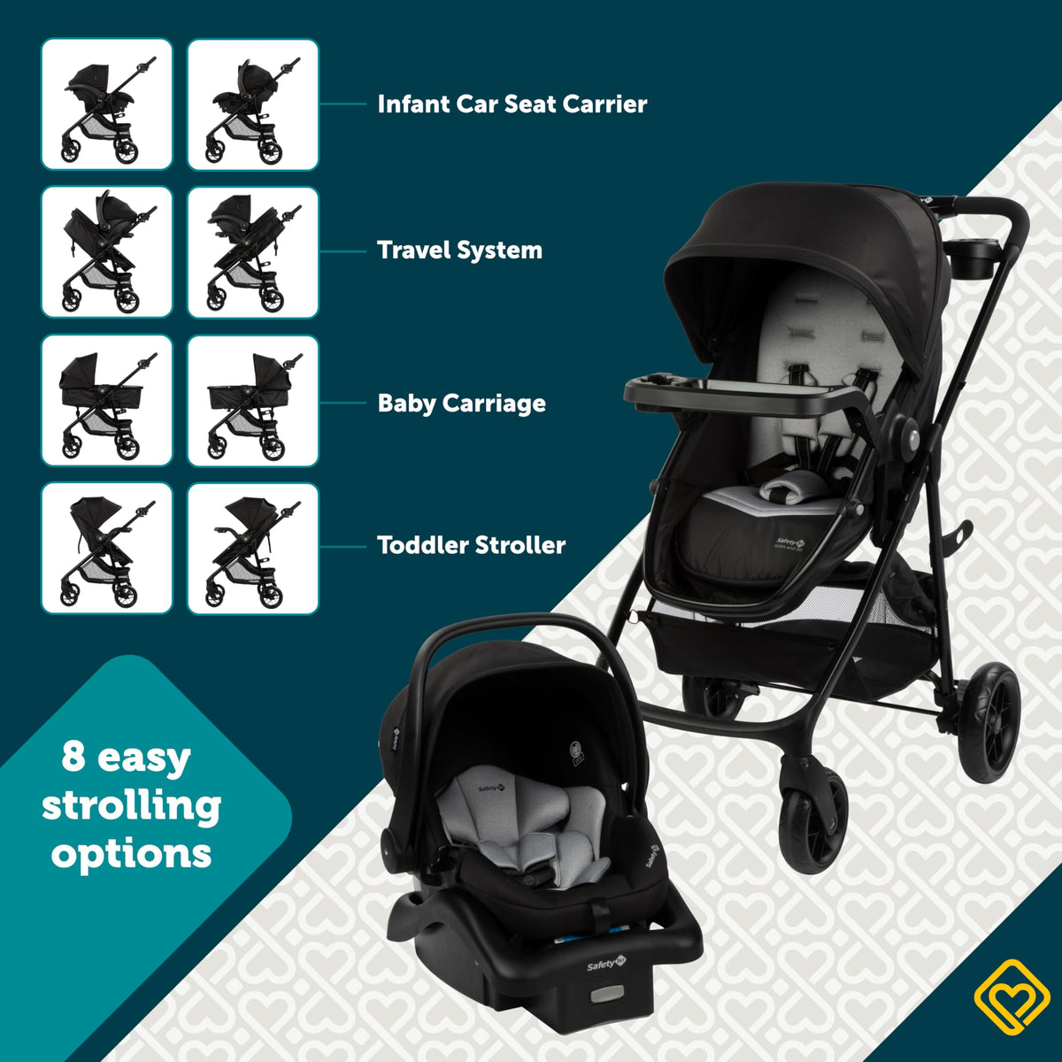 8-in-1 Car Seat Stroller Combo D738104