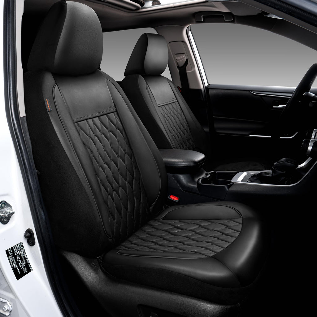 Faux Leather Car Seat Covers Full Set 5-Seat Black X5122