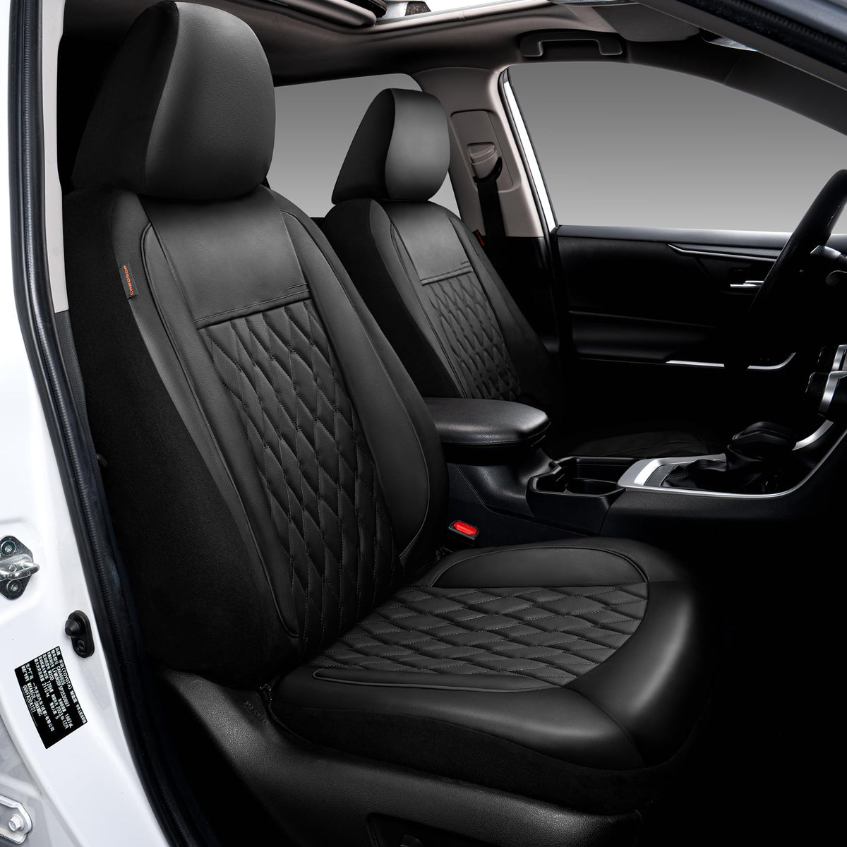 Faux Leather Car Seat Covers Full Set 5-Seat Black X5122