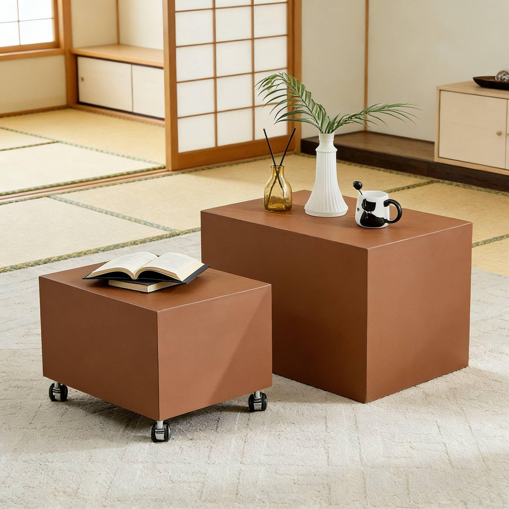 Brown MDF Leather Accent Table S1767