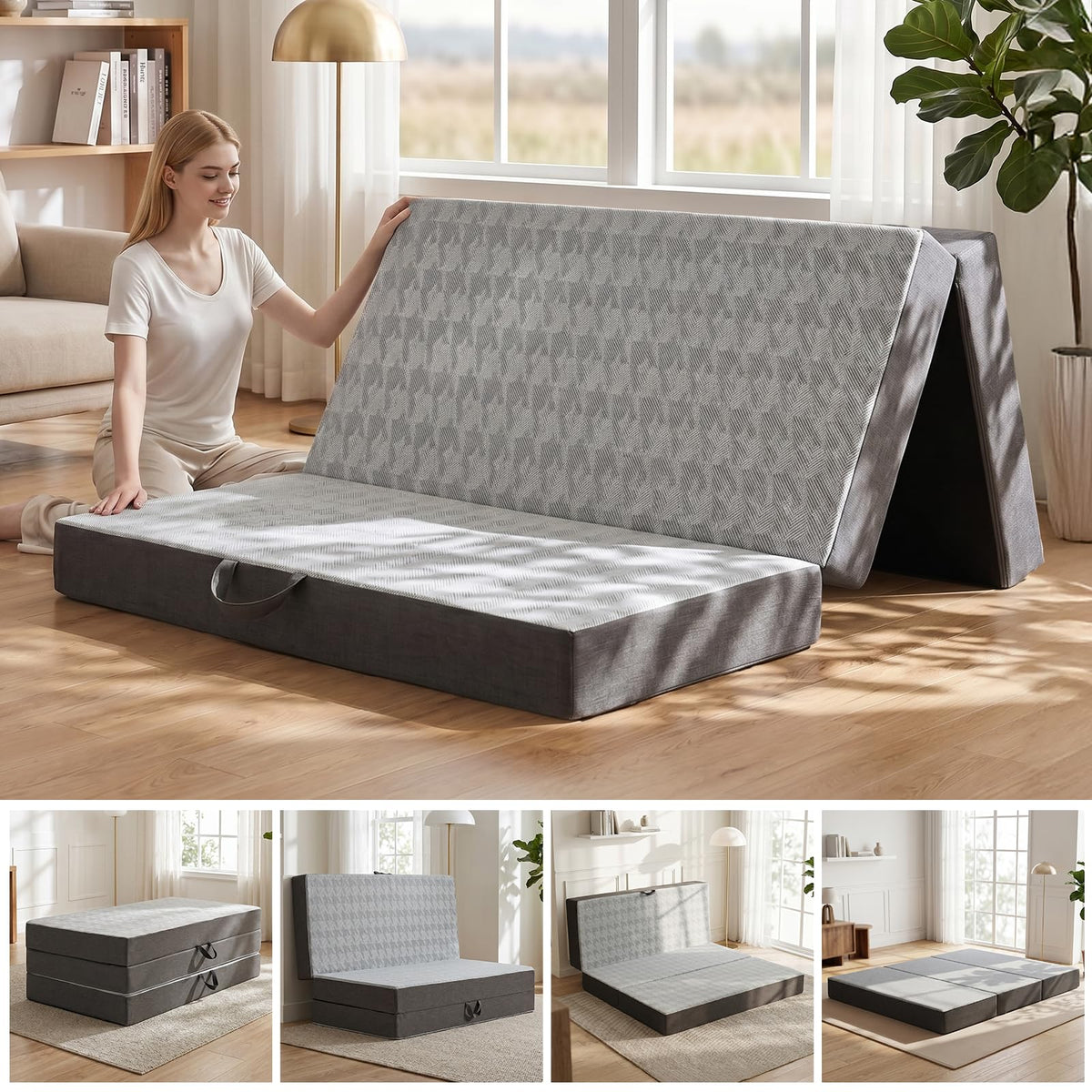6" Trifold Full Size Memory Foam Mattress P662480