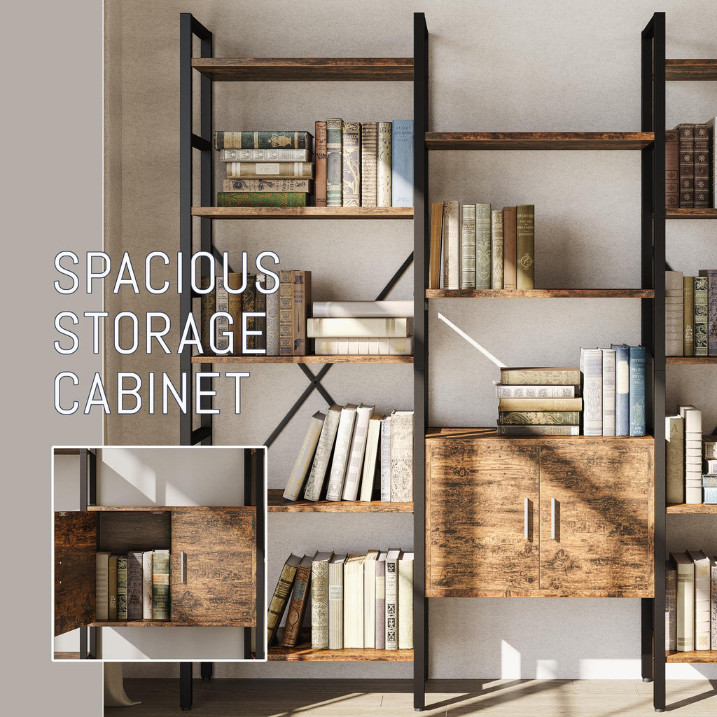 70 x 70" 5 Tier Bookcase with Storage Cabinet Rustic Brown H477588