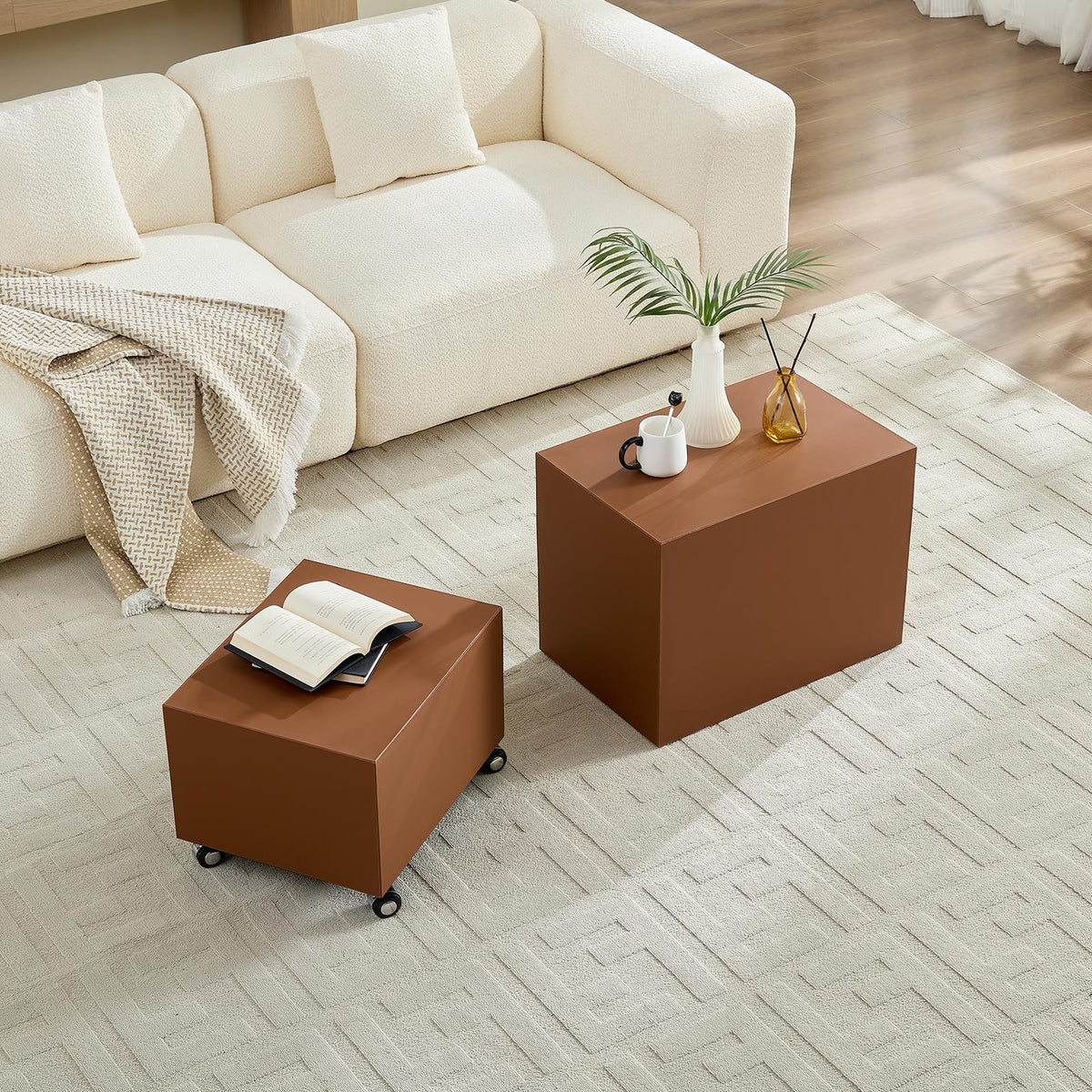 Brown MDF Leather Accent Table S1767