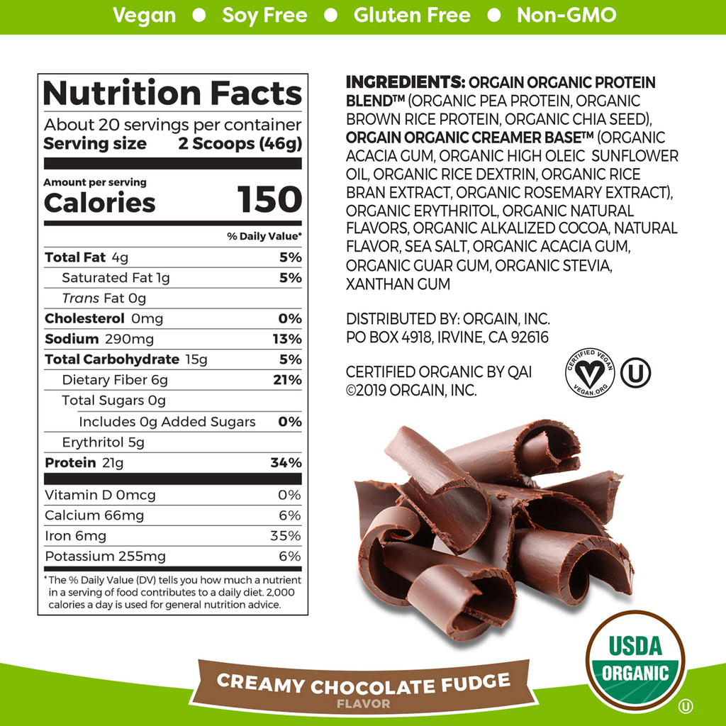 Organic Vegan Protein Powder + Greens, Vanilla Bean, 21g Plant Based Protein, 1.94lb W799493